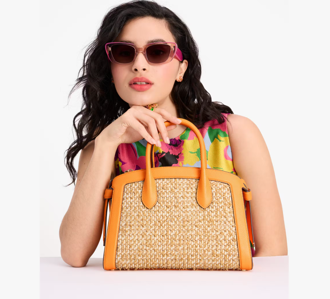 Knott Raffia Tweed Medium Zip-top Satchel