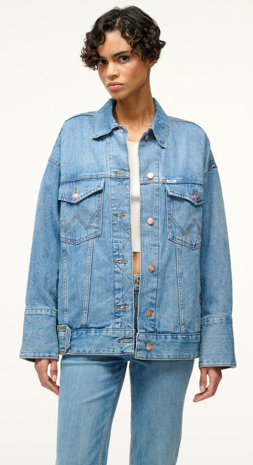 Staud+Wrangler The Biggest Jean Jacket Mid Blue