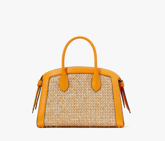 Knott Raffia Tweed Medium Zip-top Satchel